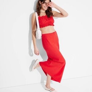 Women's Linen Bow-Front Maxi Skirt